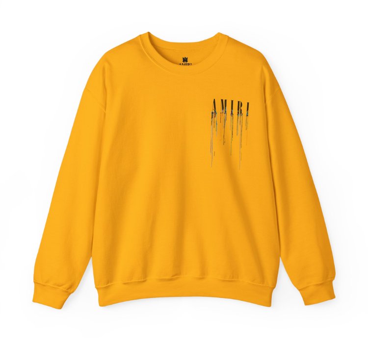 Amiri Paint Drip Gold Sweatshirt - Size Usa