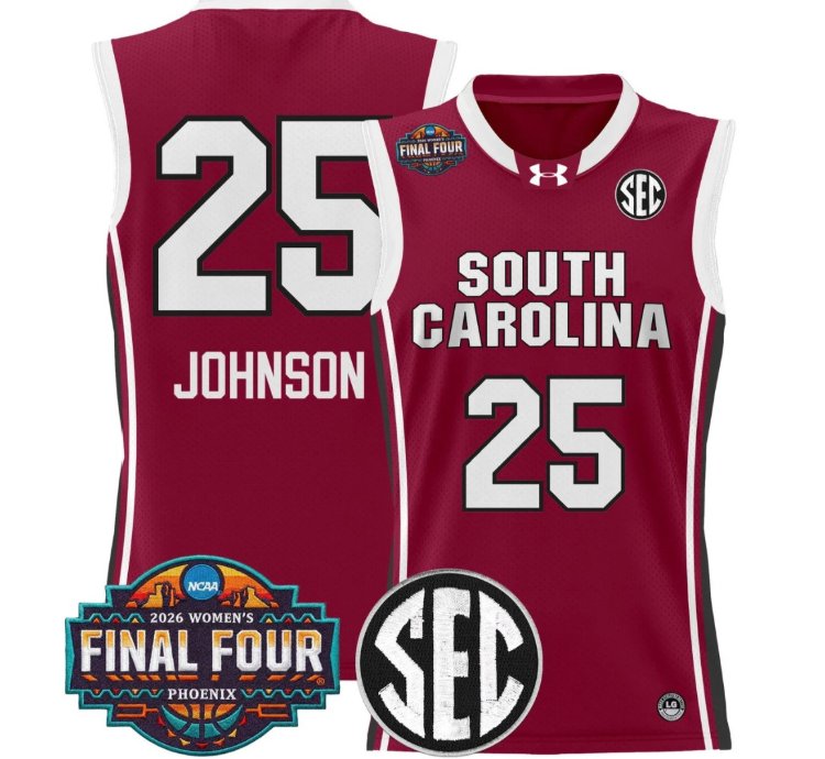 Raven Johnson Jersey 25 South Carolina 2026 Final Four Stitched Garnet