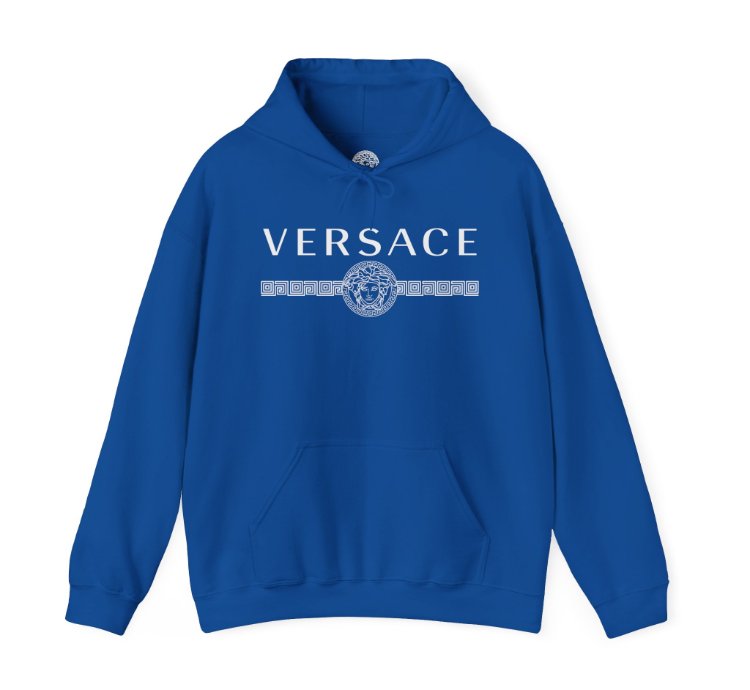 Versace Lineas Blue Hoodie - Size Usa