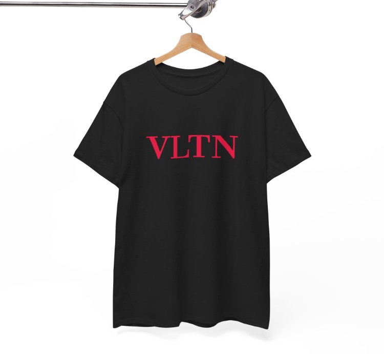 Valentino Vltn Red Logo Print Black Unisex Tee