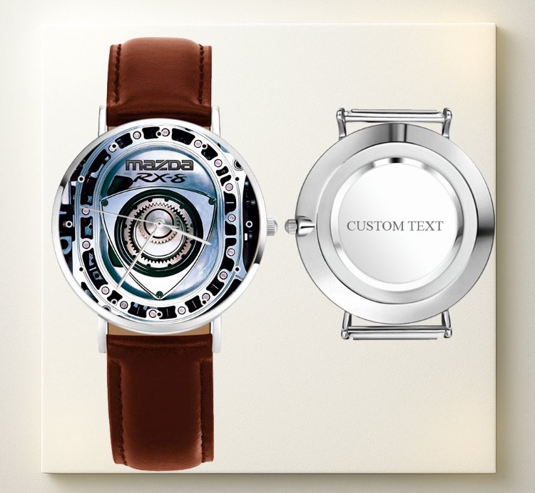 Mazda Rx-8 Rotary Engine Watch Brown Leather Car Enthusiast Gift