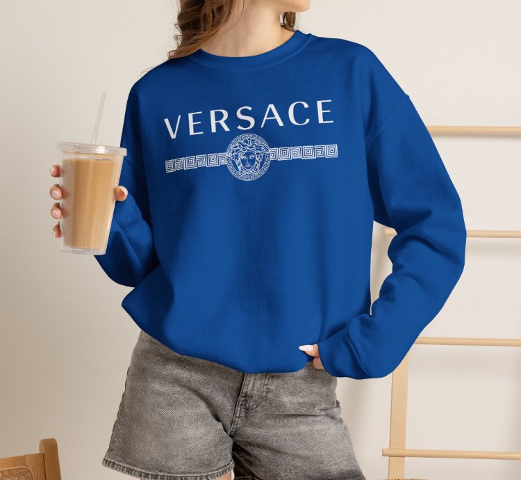 Versace Lineas Blue Sweatshirt - Size Usa