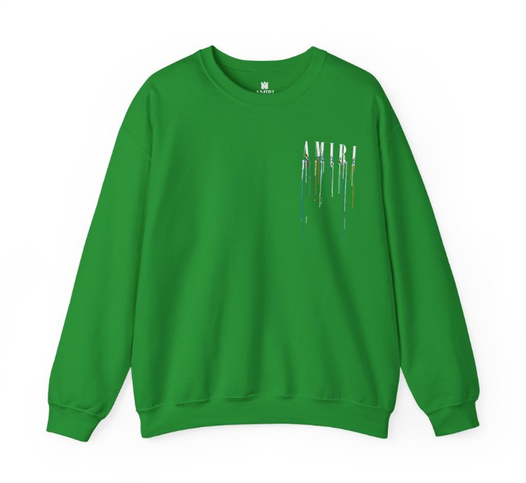 Amiri Paint Drip Green Sweatshirt - Size Usa