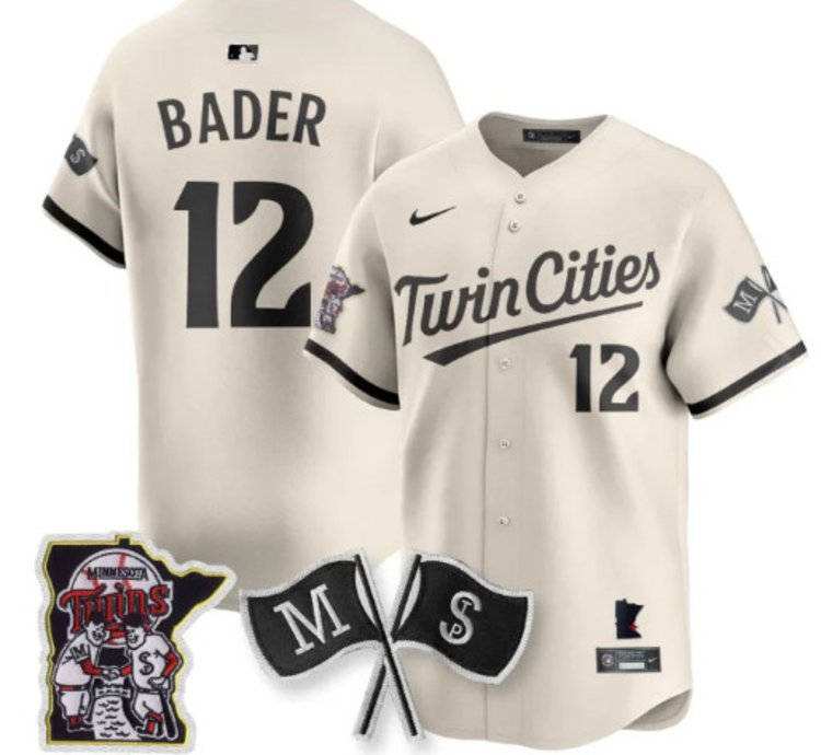 Harrison Bader 12 Minnesota Twins Baseball Jersey Vapor Patch Limited All Stitched