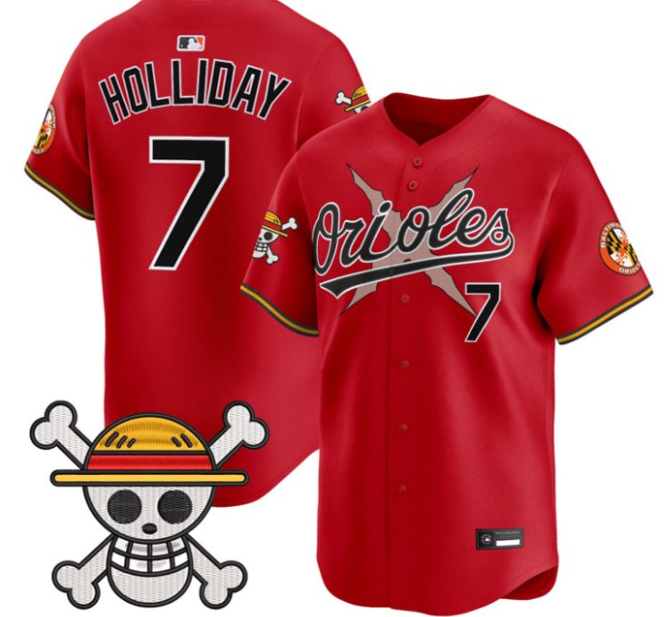Jackson Holliday Jersey 7 Baltimore Orioles One Piece Premier Stitched Red