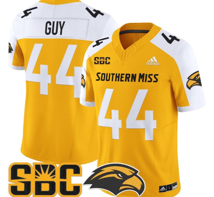 Ray Guy Jersey 44 Southern Miss Golden Eagles 2025 Vapor Stitched Gold Alter