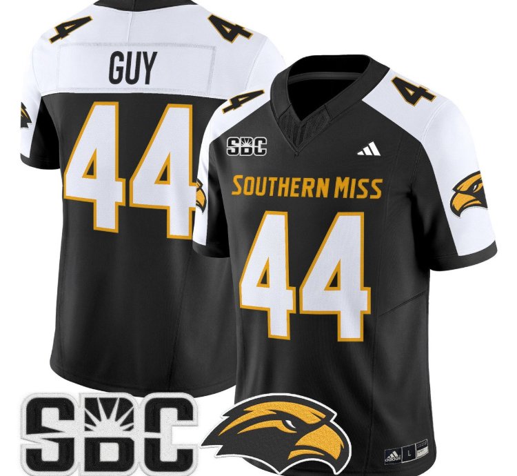 Ray Guy Jersey 44 Southern Miss Golden Eagles 2025 Vapor Stitched Black Alter
