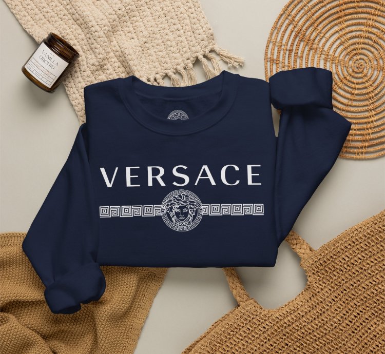 Versace Lineas Navy Sweatshirt - Size Usa