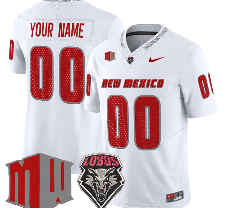 Custom New Mexico Lobos Jersey Name Number 2025 Vapor Limited Stitched White