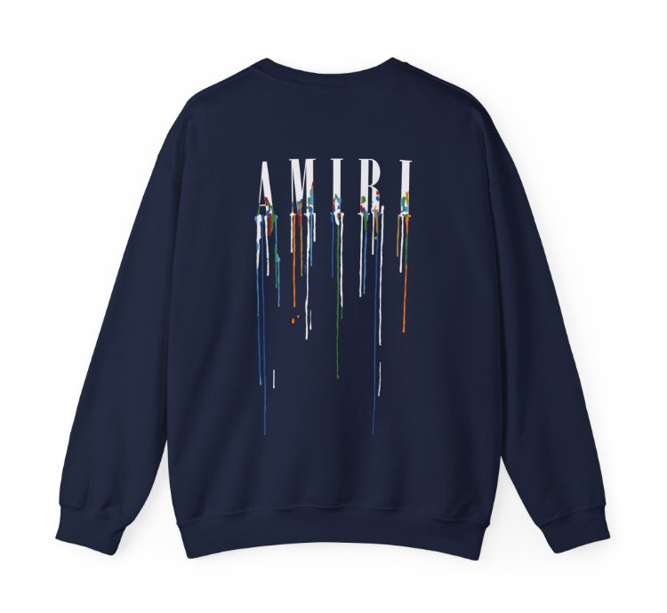 Amiri Paint Drip Navy Sweatshirt - Size Usa