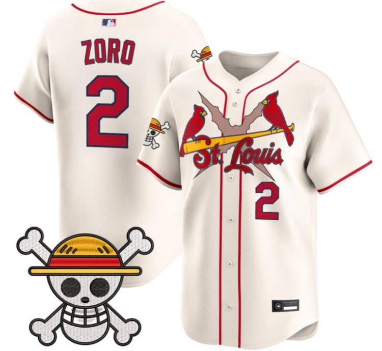 Zoro Jersey 2 St Louis Cardinals One Piece Premier Limited Stitched Cream
