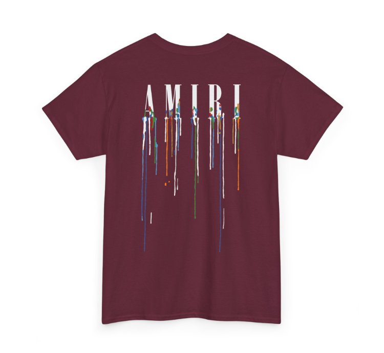 Amiri Paint Drip Maroon T-shirt - Size Usa