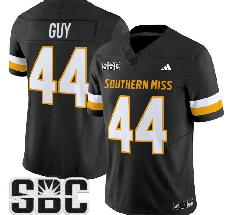 Ray Guy Jersey 44 Southern Miss Golden Eagles 2025 Vapor Stitched Black