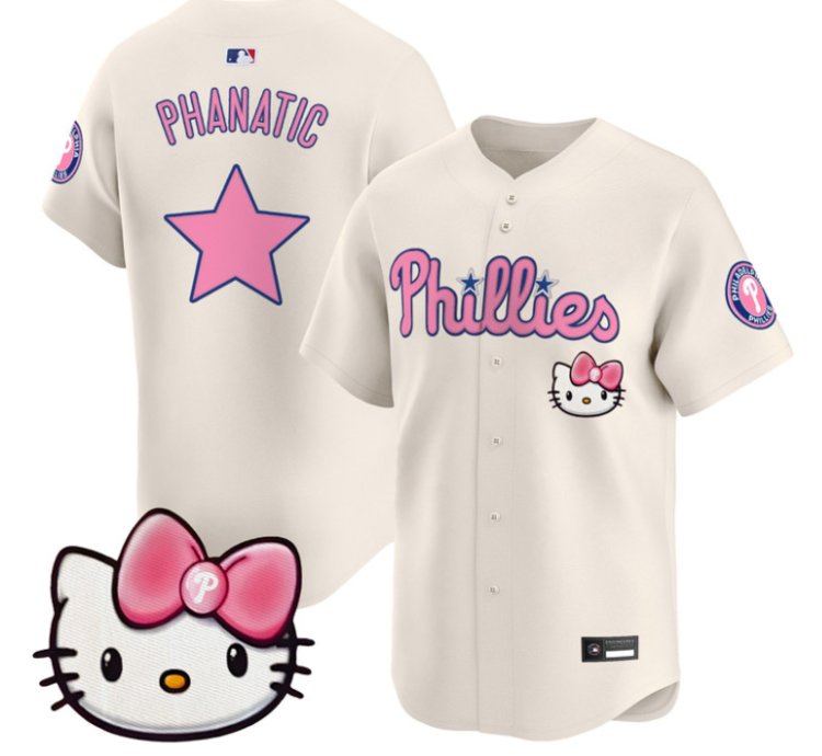 Phanatic Jersey Philadelphia Phillies Hello Kitty Stitched Cream
