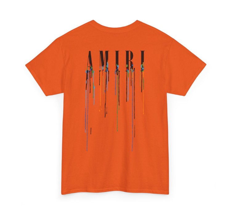Amiri Paint Drip Orange T-shirt - Size Usa