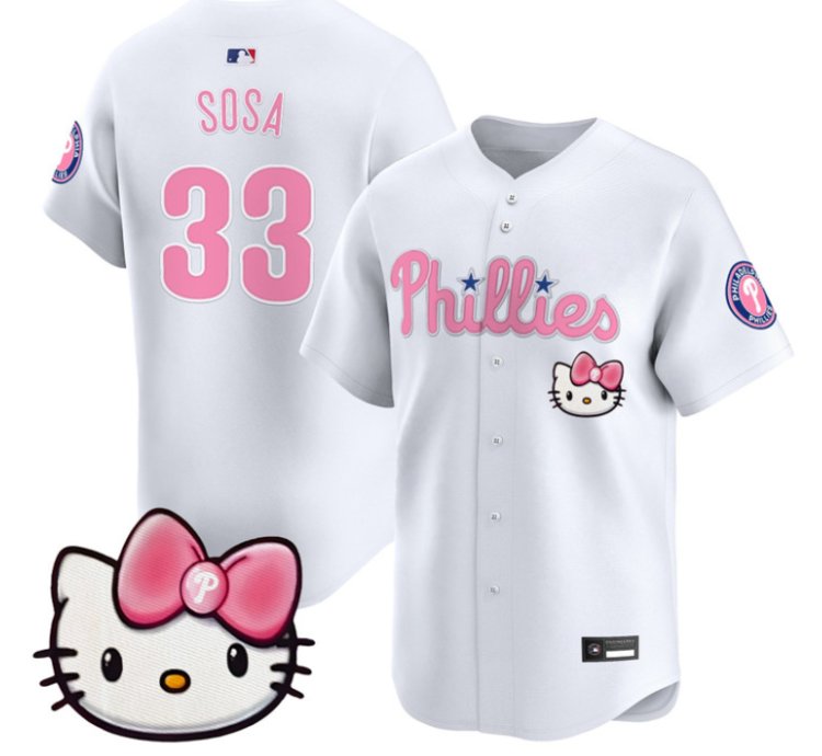 Edmundo Sosa Jersey 33 Philadelphia Phillies Hello Kitty Stitched White