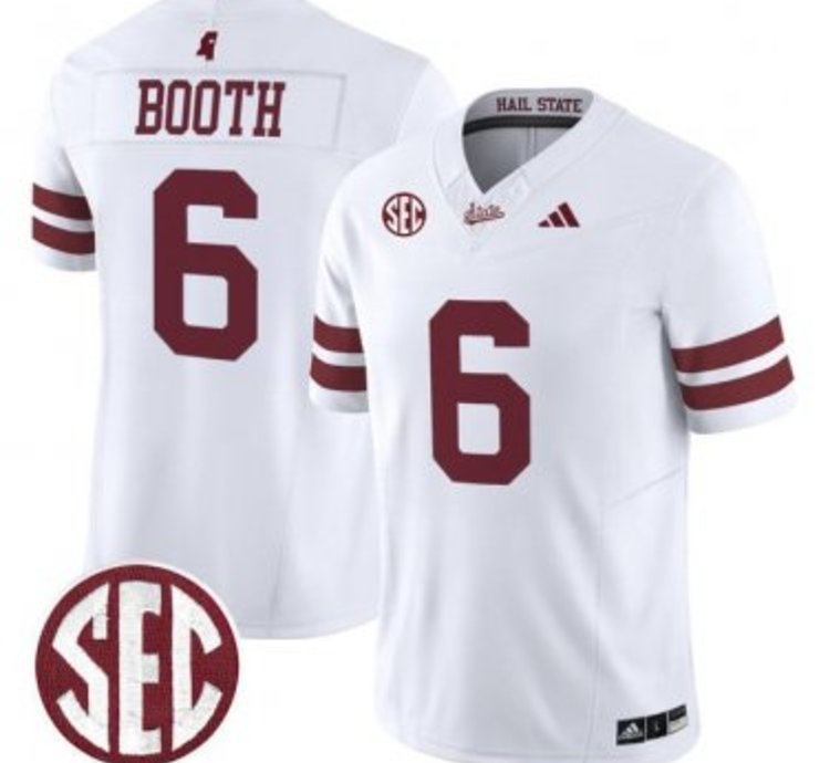 Davon Booth 6 Mississippi State Bulldogs Football Jersey Dark Mode Vapor Patch All Stitched
