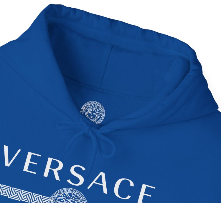 Versace Lineas Blue Hoodie - Size Usa