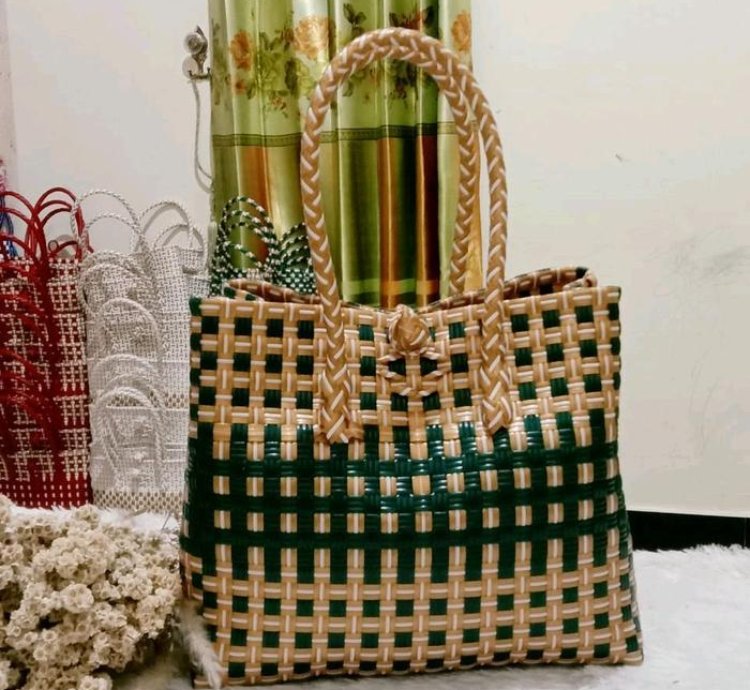 Premium Handwoven Jali Tote Bag Green