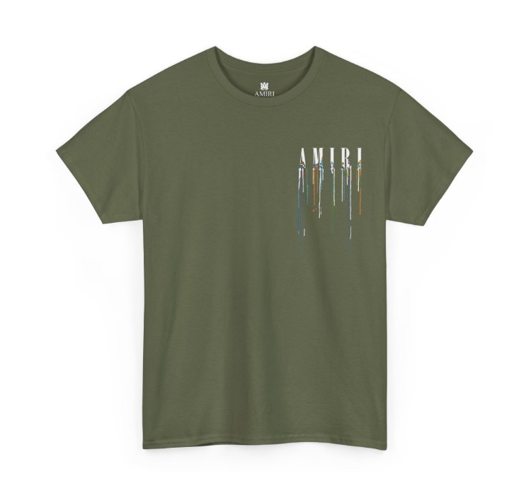 Amiri Paint Drip Military Green T-shirt - Size Usa