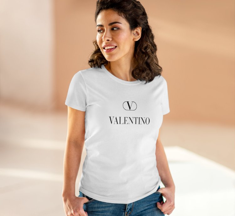 Valentino Logo Print White Women Tee
