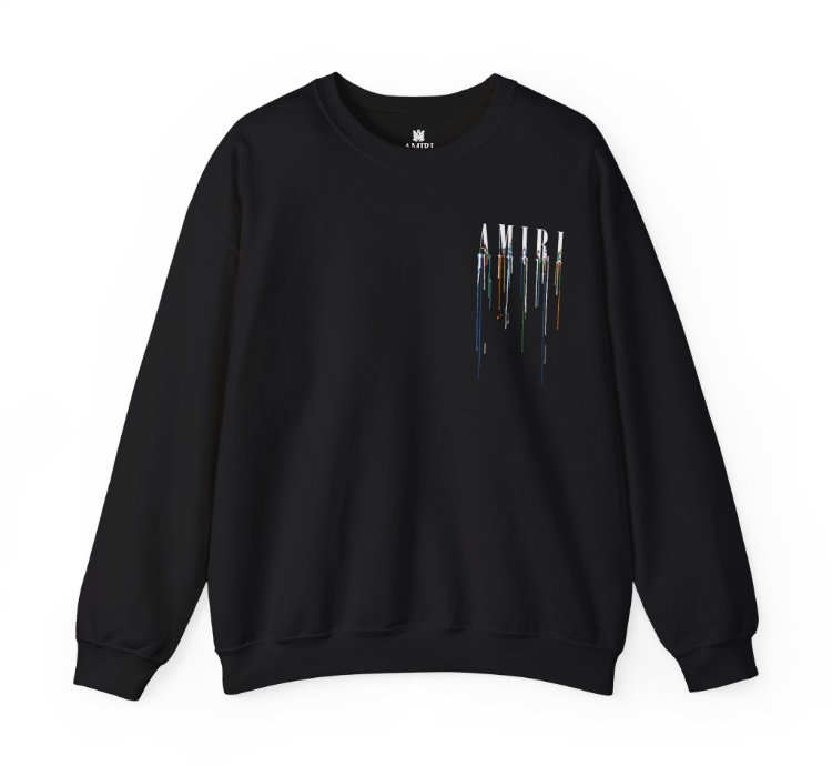 Amiri Paint Drip Black Sweatshirt - Size Usa
