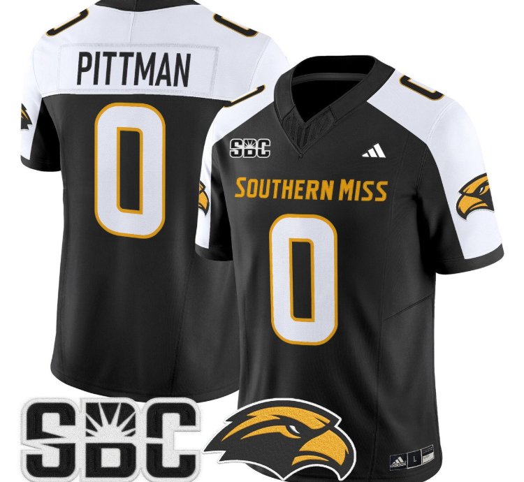 Jeffery Pittman Jersey 0 Southern Miss Golden Eagles 2025 Stitched Black Alter