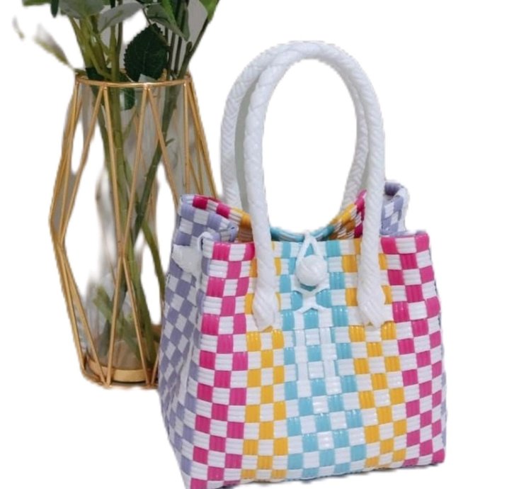 Premium Mini Jali Woven Bag Rainbow