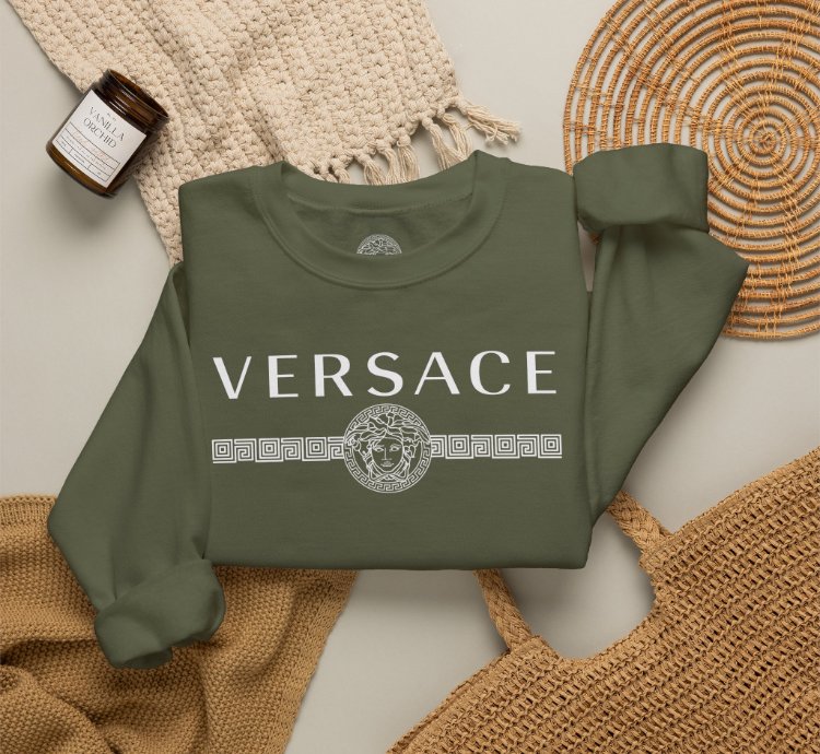 Versace Lineas Military Green Sweatshirt - Size Usa