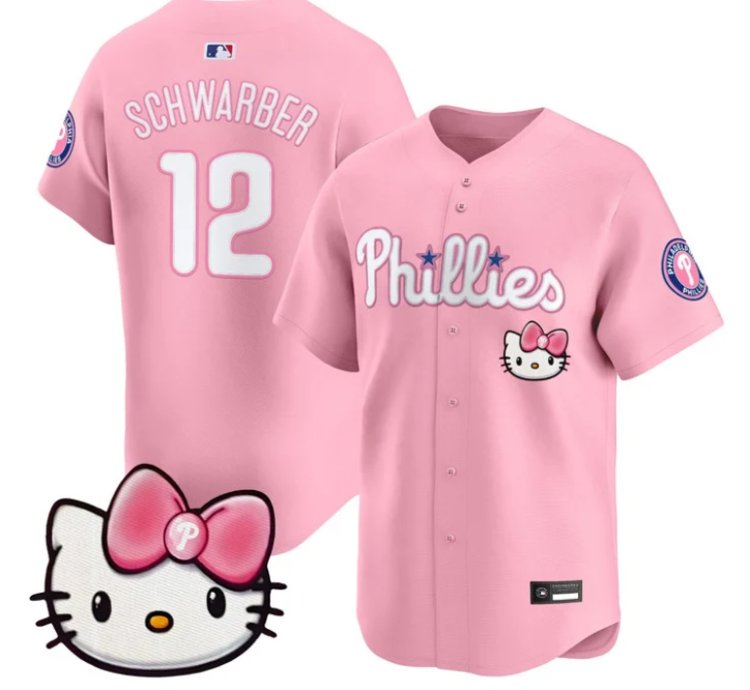 Kyle Schwarber Jersey 12 Philadelphia Phillies Hello Kitty Stitched Pink
