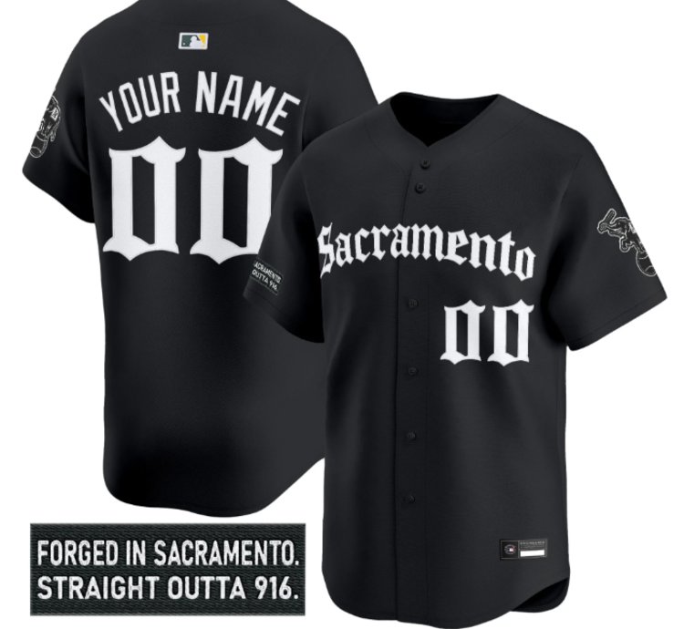 Custom Athletics Jersey Name Number Sacramento Gothic Edition Stitched Black