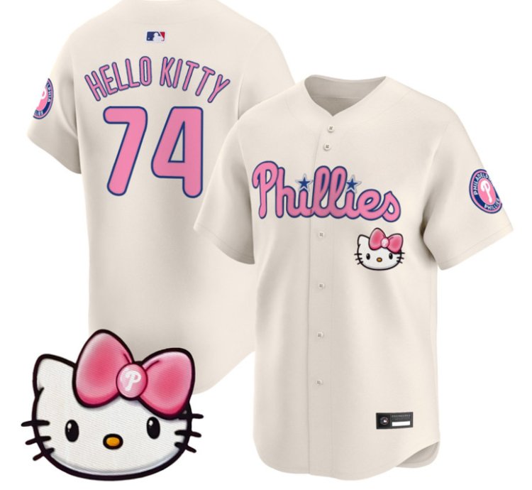 Hello Kitty Jersey 74 Philadelphia Phillies Hello Kitty Stitched Cream