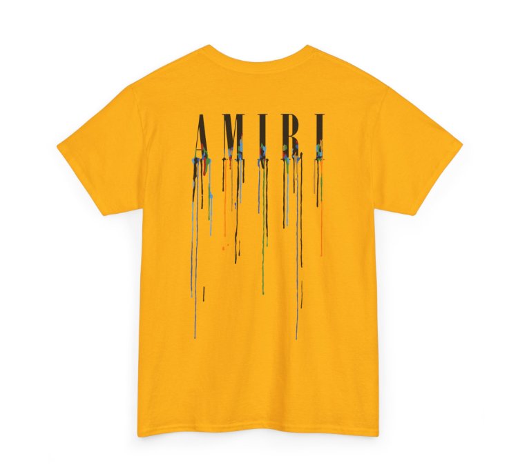 Amiri Paint Drip Gold T-shirt - Size Usa