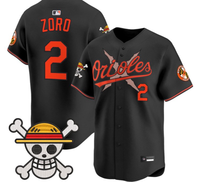 Zoro Jersey 2 Baltimore Orioles One Piece Premier Stitched Black