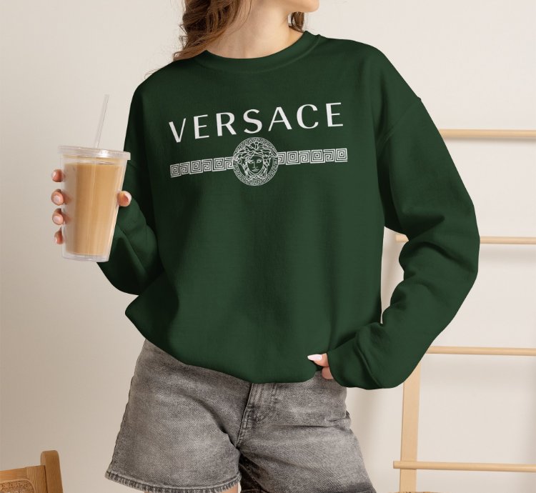 Versace Lineas Forest Green Sweatshirt - Size Usa