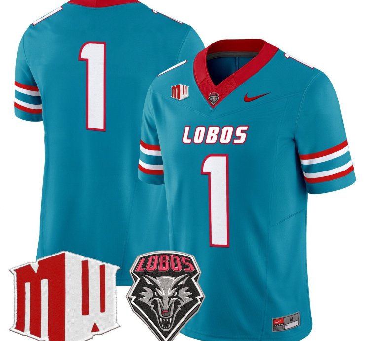 Team Jersey 1 New Mexico Lobos 2025 Vapor Limited Stitched Turquoise