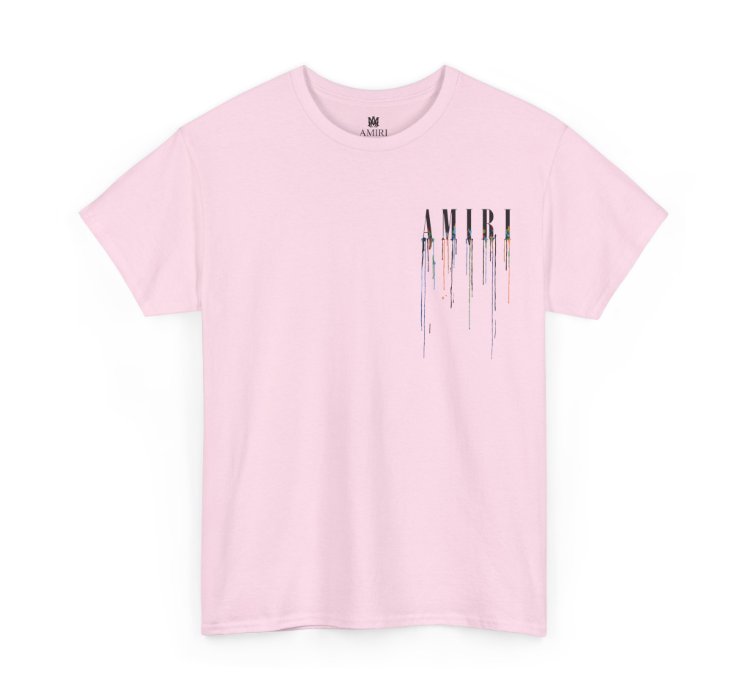 Amiri Paint Drip Light Pink T-shirt - Size Usa