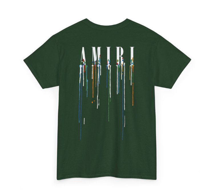 Amiri Paint Drip Forest Green T-shirt - Size Usa