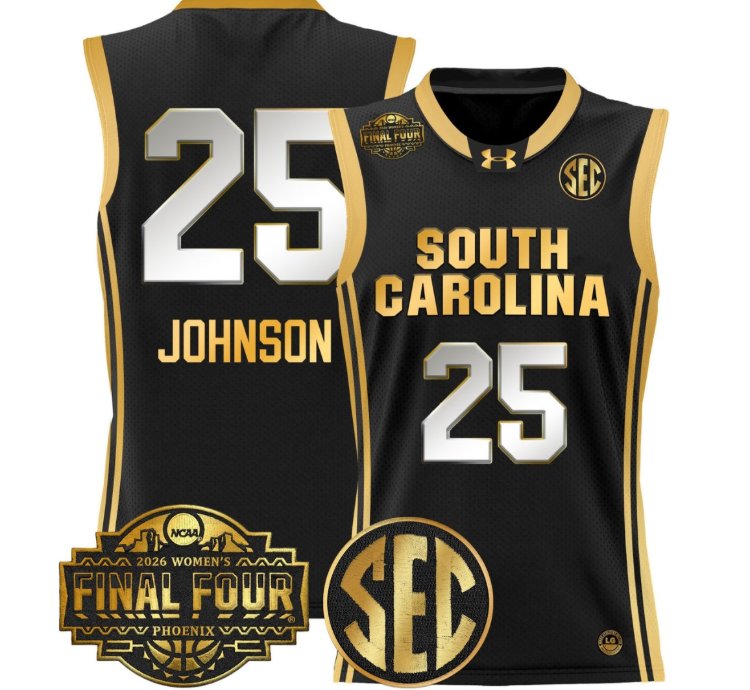 Raven Johnson Jersey 25 South Carolina 2026 Final Four Stitched Black Gold