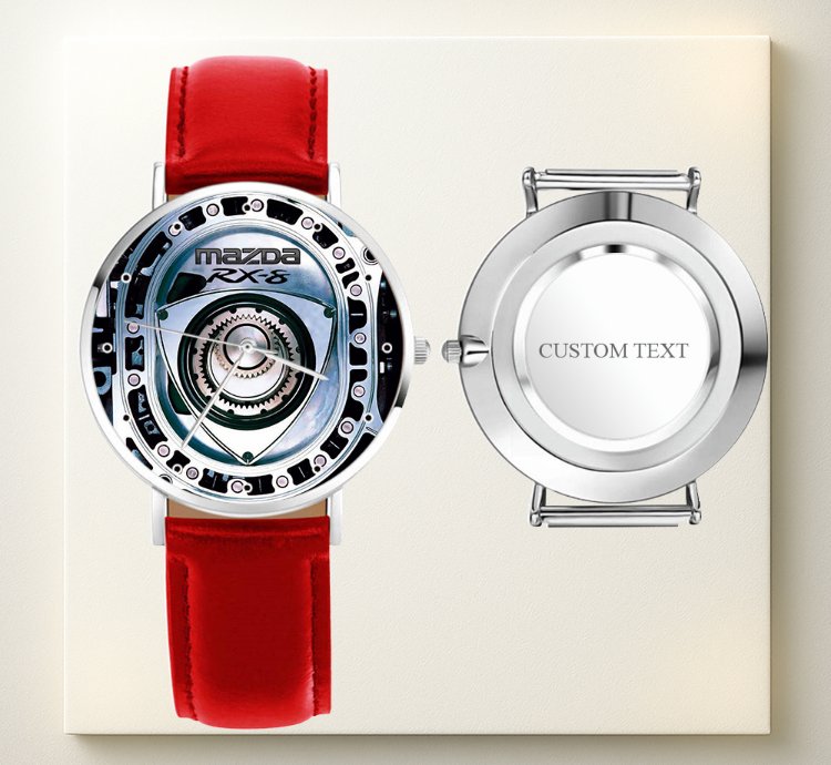 Mazda Rx-8 Rotary Engine Watch Red Leather Car Enthusiast Gift