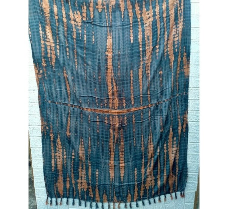 Hand Dyed Tie Dye Sarong Boho Beach Wrap With Tassel Fringe