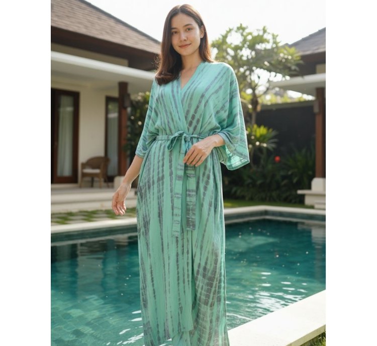 Bohemian Rayon Robe Long Duster Kimono With Belt