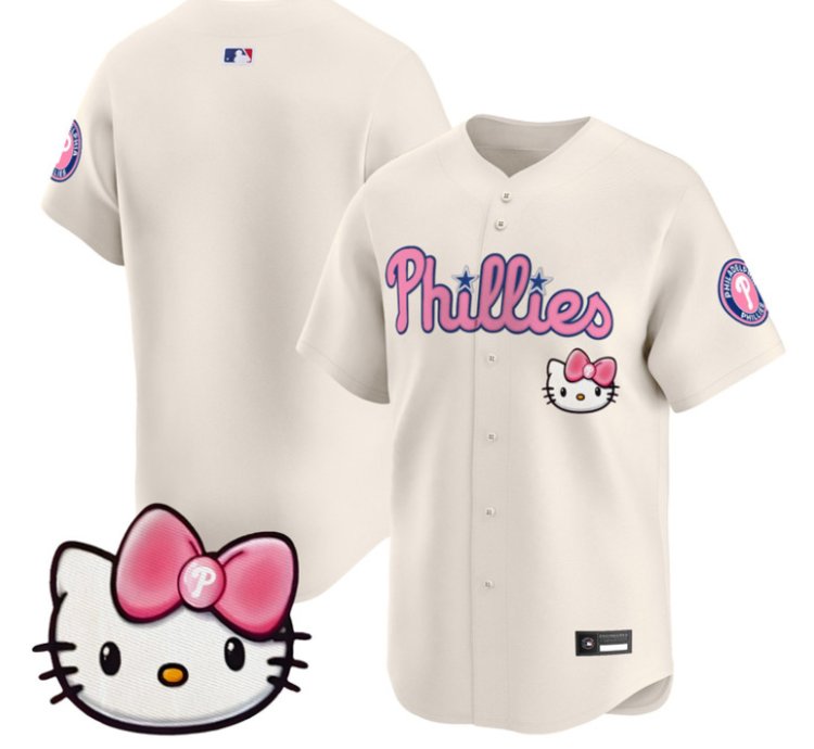 Team Jersey Blank Philadelphia Phillies Hello Kitty Stitched Cream
