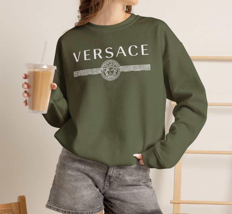 Versace Lineas Military Green Sweatshirt - Size Usa
