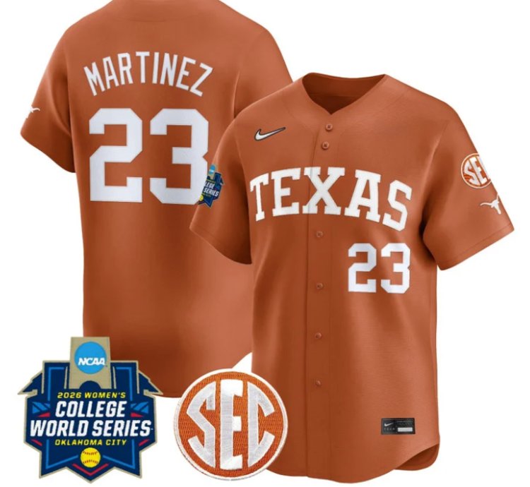 Viviana Martinez Jersey 23 Texas Softball 2026 World Series Stitched Orange