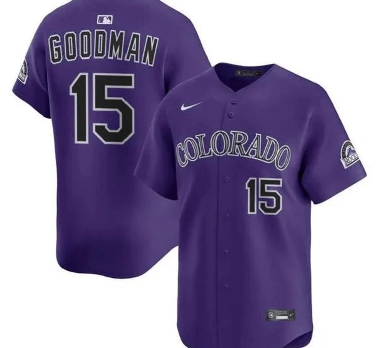 Hunter Goodman Jersey 15 Rockies Vapor Premier Limited All Stitched Purple