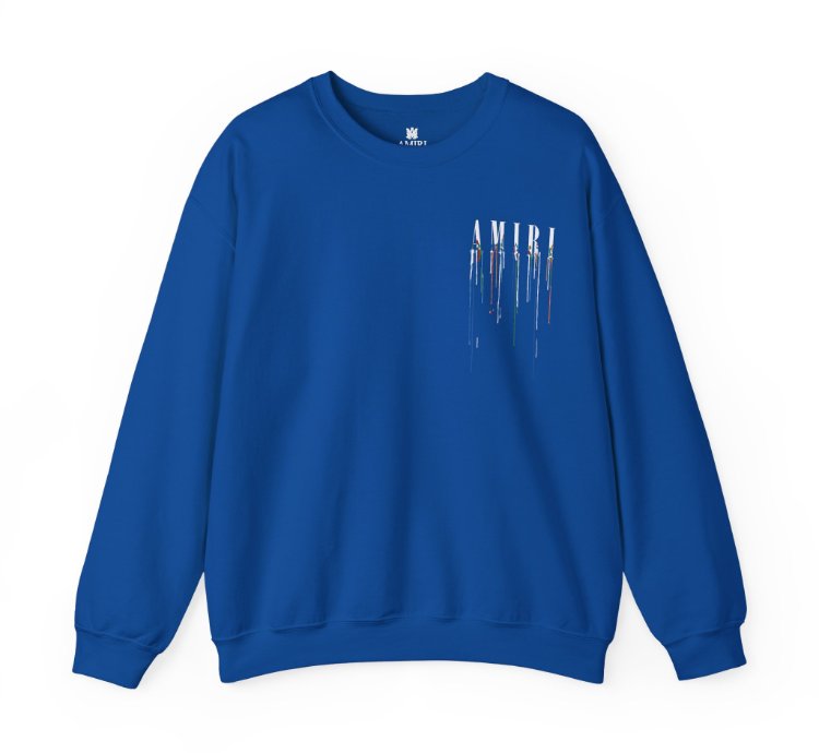 Amiri Paint Drip Blue Sweatshirt - Size Usa