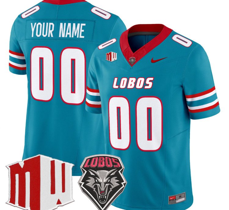 Custom New Mexico Lobos Jersey Name Number 2025 Vapor Limited Turquoise
