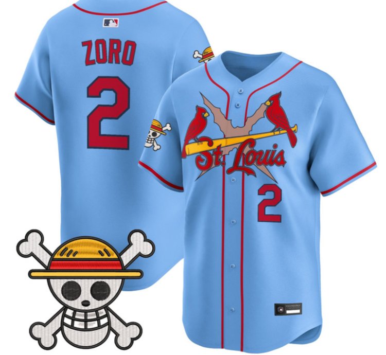 Zoro Jersey 2 St Louis Cardinals One Piece Premier Limited Stitched Blue