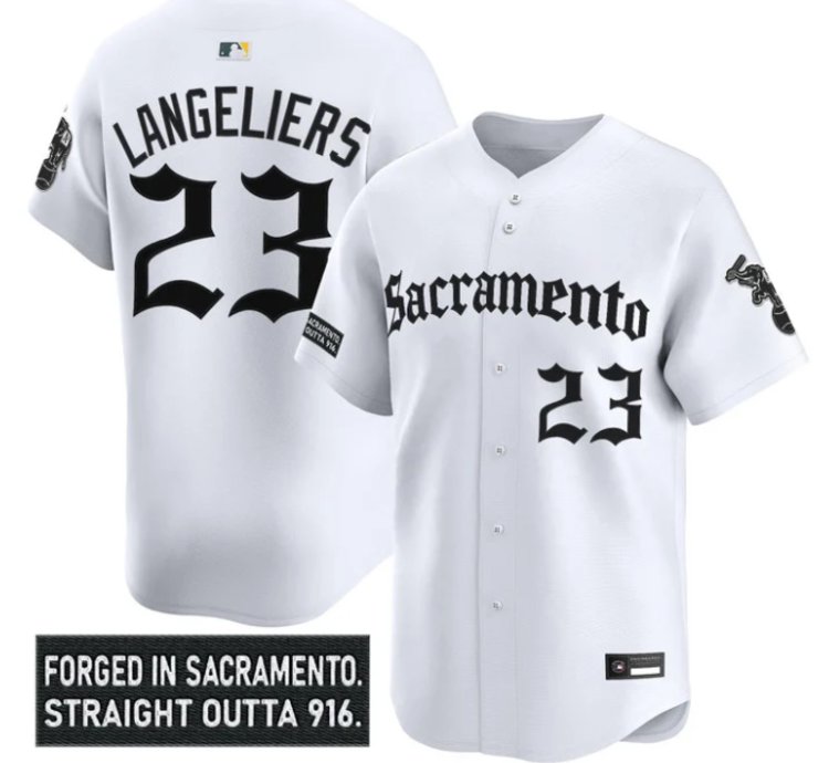 Shea Langeliers Jersey 23 Athletics Sacramento Gothic Edition Stitched White